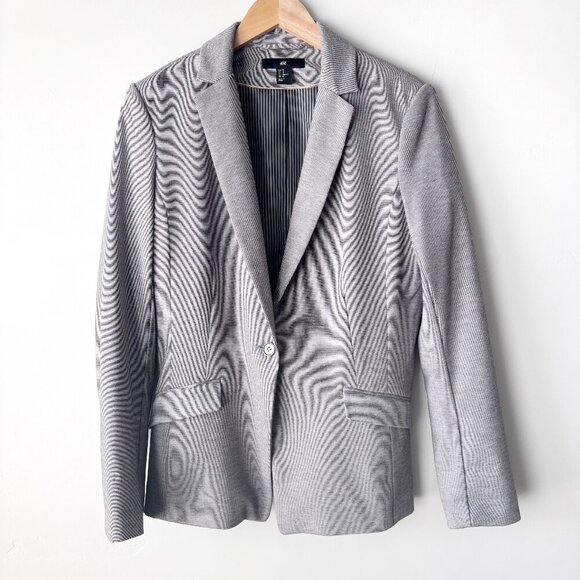 Women's Gray Soft Casual Blazer Size 12 H&M Everyday Button Stretch Two Pockets - Picture 1 of 6